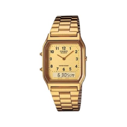 Casio Vintage AQ-230GA-9B Analog Digital Gold Stainless Steel Women Watch